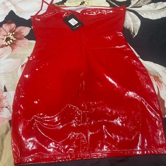 Shiny Red Strapless Dress - Picture 2 of 2